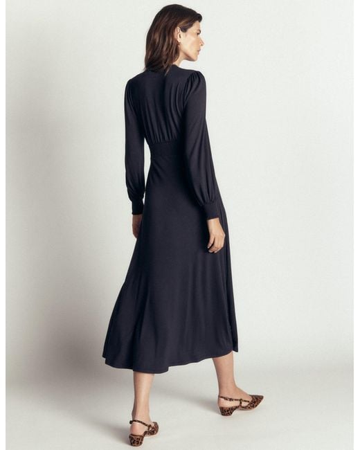 Boden Blue Ivy Smocked Midi Dress Midnight Ocean, Brushed Animal