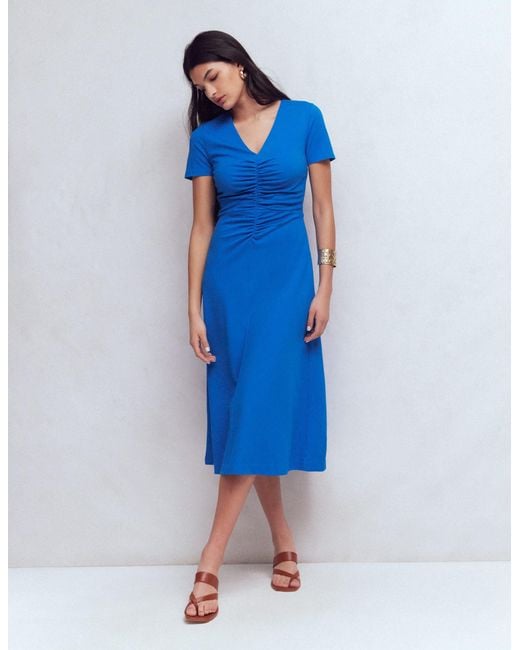 Boden Blue Una Ruched Front Ponte Dress
