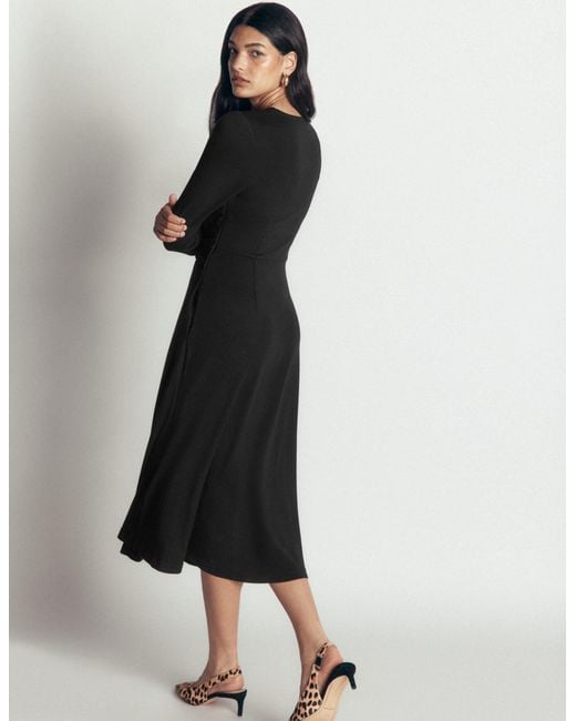 Boden Black Tie Waist Ponte Dress