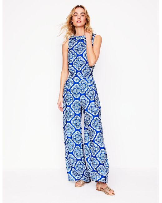 Boden Blue Clarissa Jumpsuit Navy, Abstract Dot