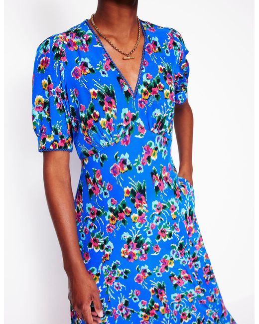 Boden Blue Rosie Godet Tea Dress
