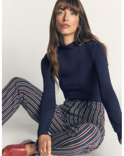 Boden Blue High Neck Jersey Top
