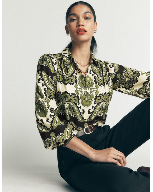 Boden Green Long Sleeve Printed Shirt