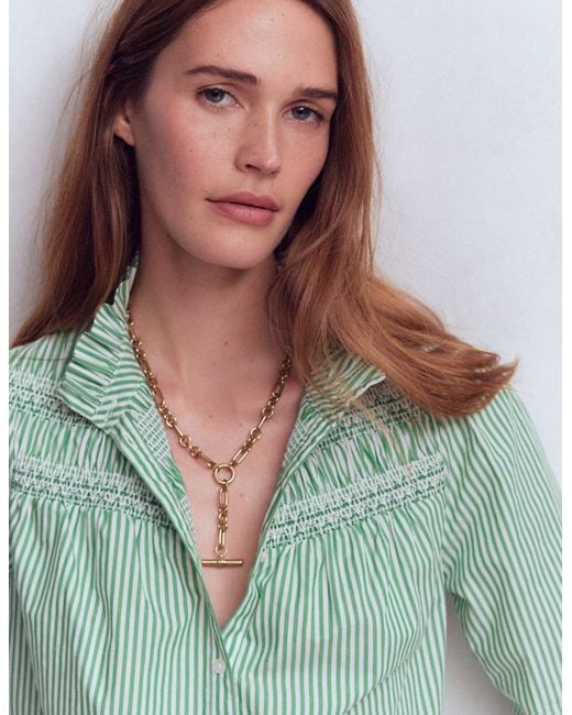 Boden Green Drop Chain T-Bar Necklace