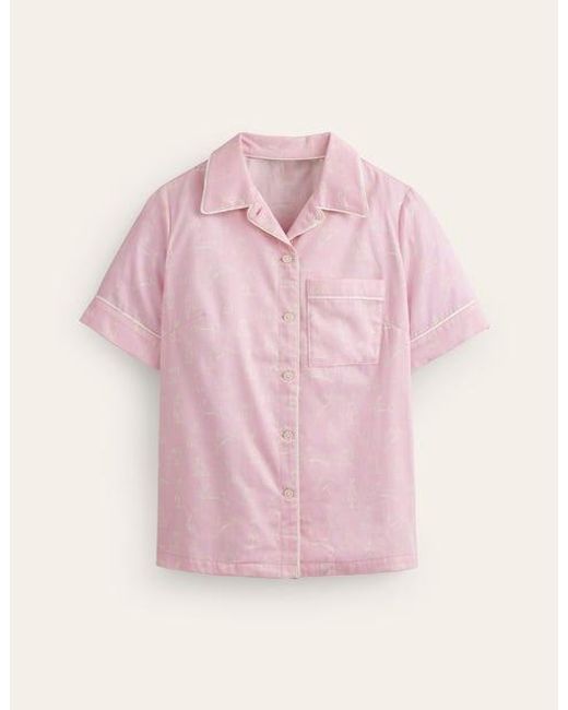 Boden Short Sleeve Pajama Top Pink, Bunny Hop