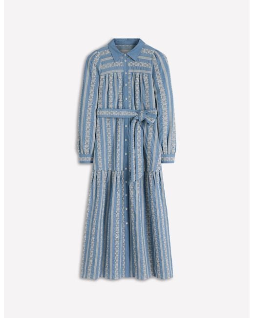 Boden Blue Ellie Cotton Maxi Shirt Dress