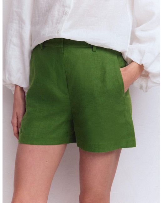 Boden Green Belgravia Linen Shorts
