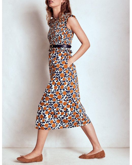 Boden Multicolor Carolina Smocked Midi Dress