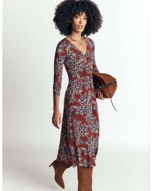 Boden Brown Jasmine Ruched Jersey Dress