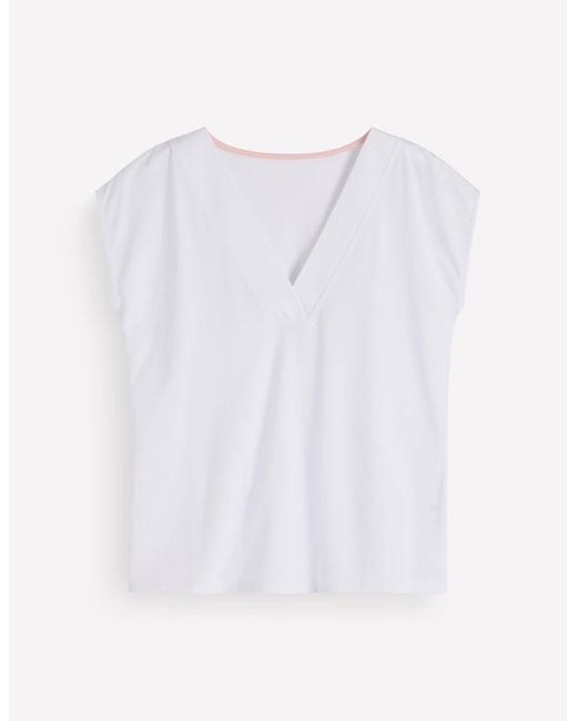 Boden White Supersoft V-Neck T-Shirt