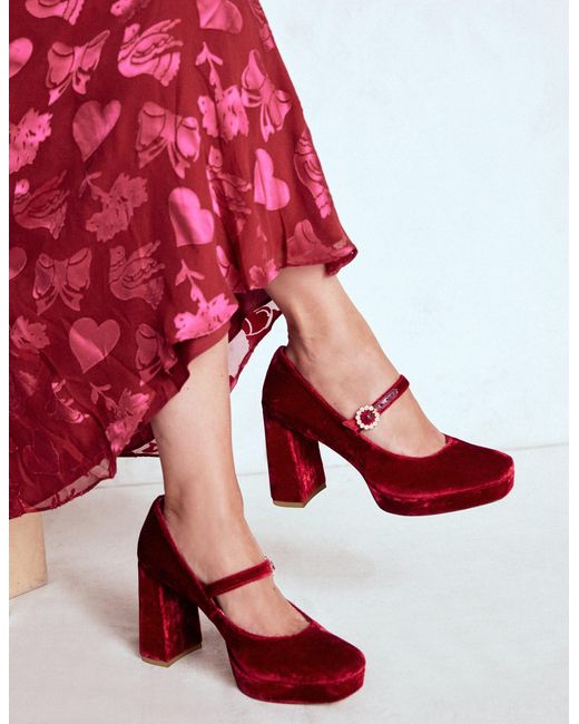 Boden Red Platform Mary Janes