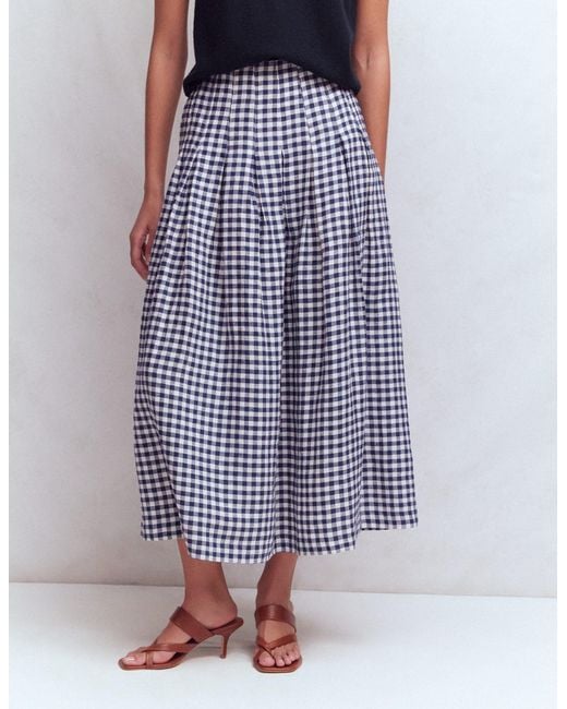 Boden Blue Valentina Linen Skirt