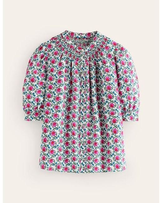 Boden Pink Ada Linen Top Pop Pansy, Foliage Terrace