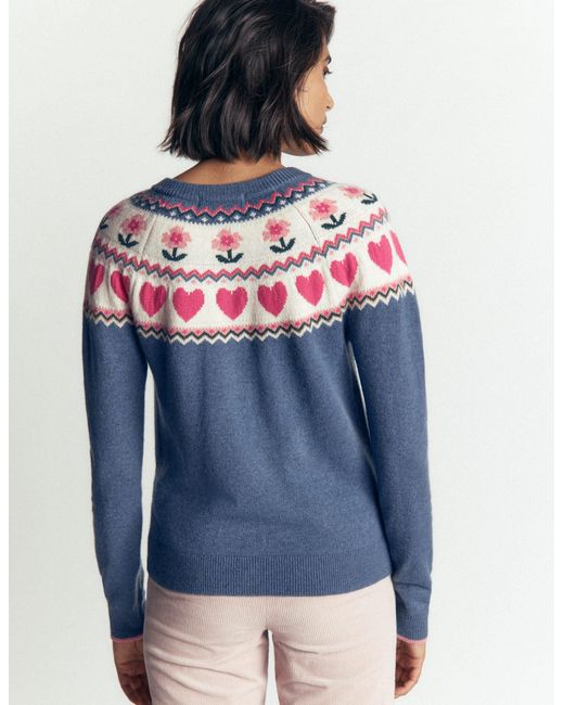 Boden Blue Edie Fair Isle Cardigan