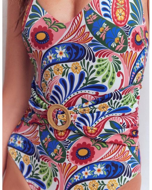 Boden Red Sorrento Hoop Sash Swimsuit
