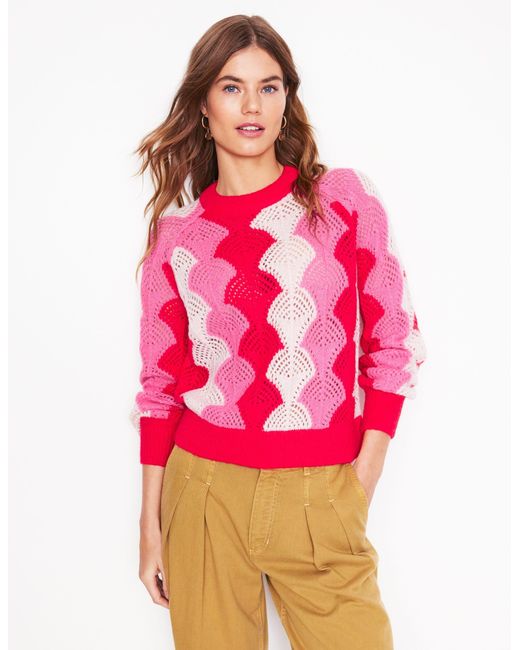 Boden Pink Alice Fluffy Raglan Jumper