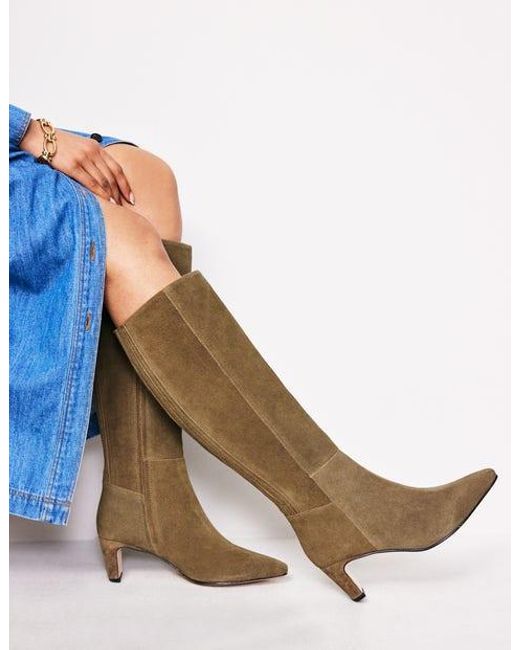 Boden Brown Back Panel Heeled Knee Boot