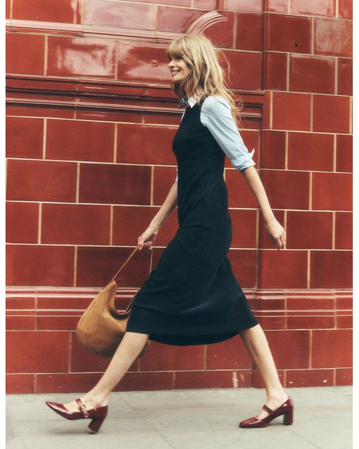Boden Multicolor Ula Cord-Midikleid Mit Kellerfalte