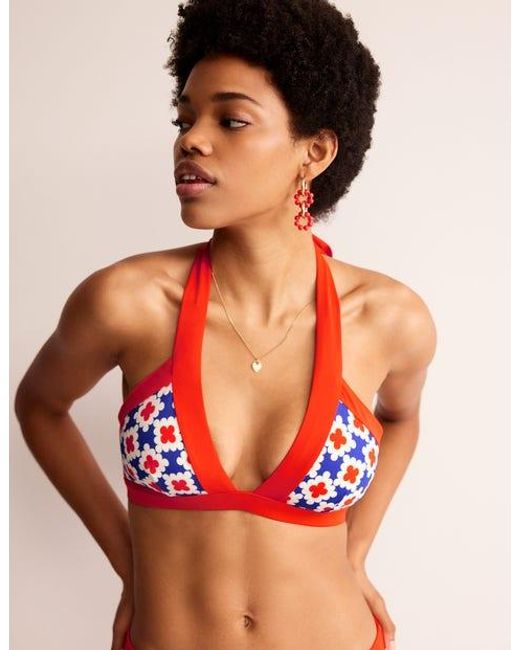 Boden Red Ithaca Halter Bikini Top Surf The Web, Abstract Tile