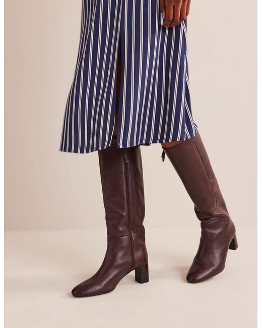 Boden Brown Block Heel Knee High Boots