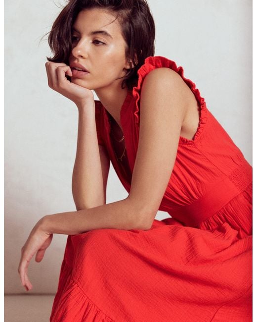 Boden Red Wren Double Cloth Midi Dress
