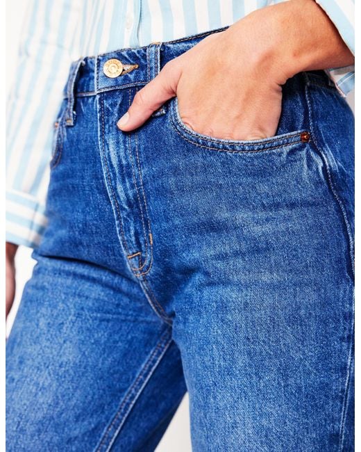 Boden Blue High Rise Straight Leg Jeans