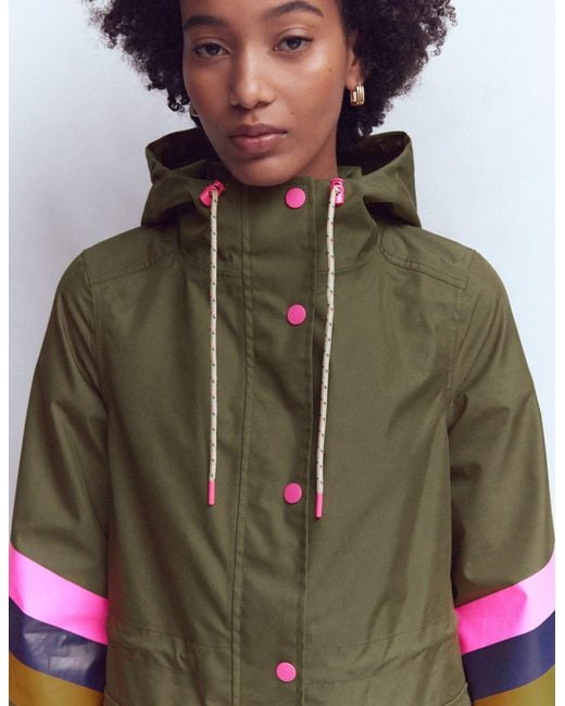 Boden Blue Striped Longline Rain Mac