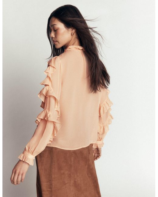 Boden Green Ruffled Georgette Top