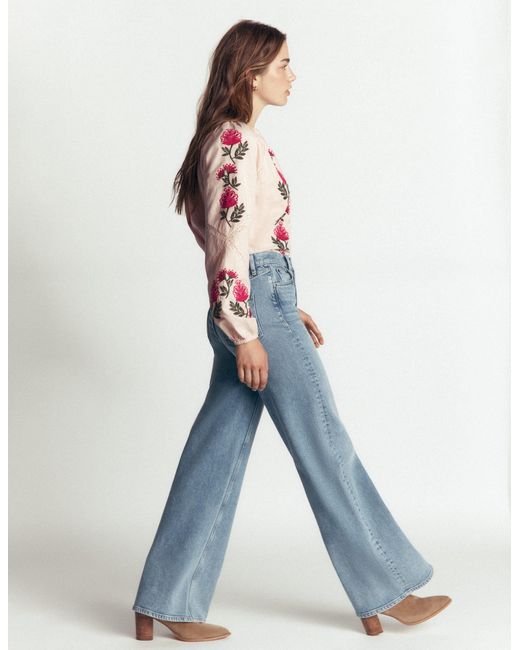 Boden Pink Raglan Embroidered Top