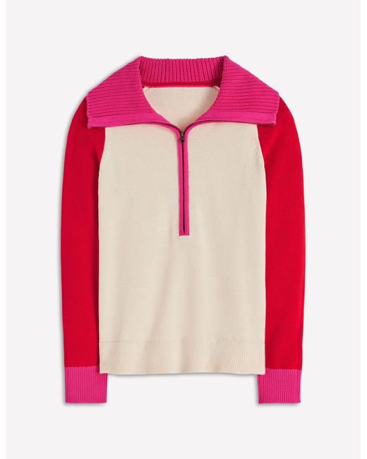 Boden Red Lucy Half Zip Sweater