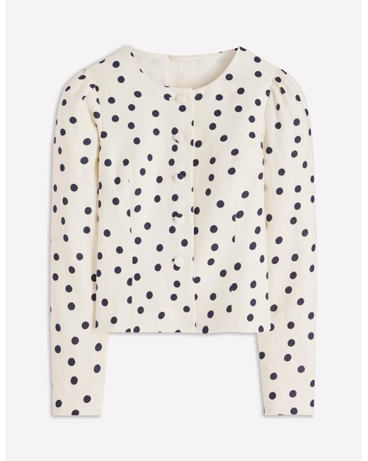 Boden White Salisbury Puff Sleeve Jacket