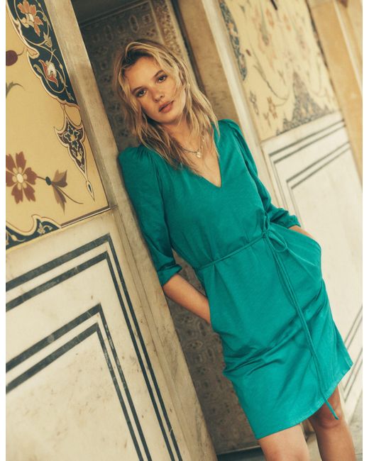 Boden Blue Cary V-Neck Short Dress