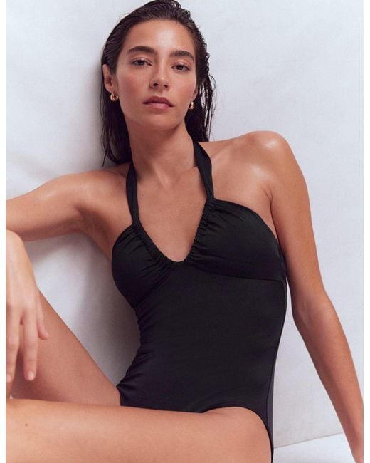 Boden Black Minori Halter Tie Swimsuit