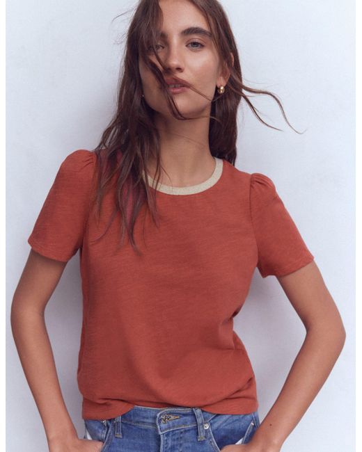 Boden Red Metallic Trim T-Shirt