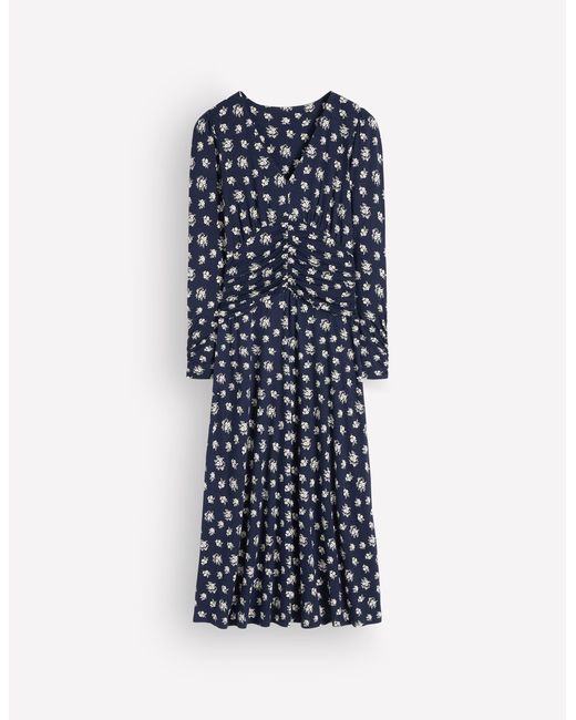 Boden Blue Mya Ruched Jersey Midi Dress