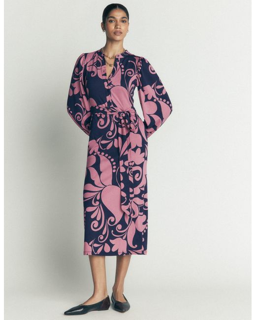 Boden Blue Eli Belted Jersey Midi Dress