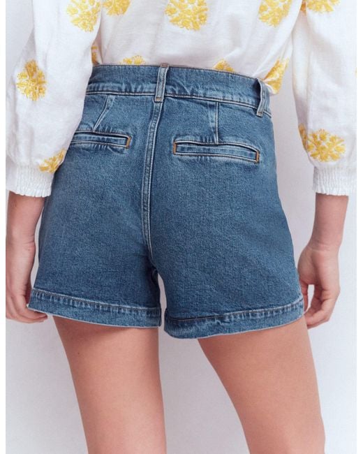 Boden White Primrose Denim Shorts
