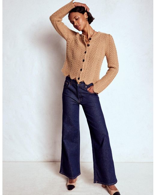 Boden Brown Chunky Chevron Knitted Jacket