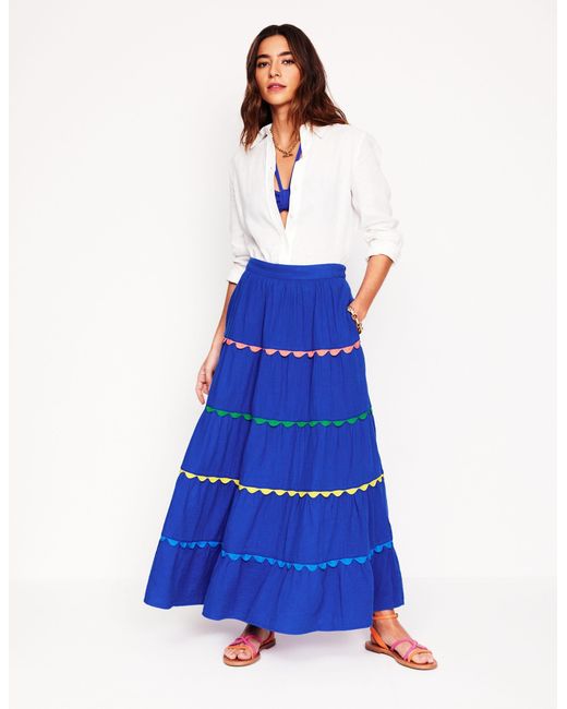 Boden Blue Nadia Double Cloth Maxi Skirt
