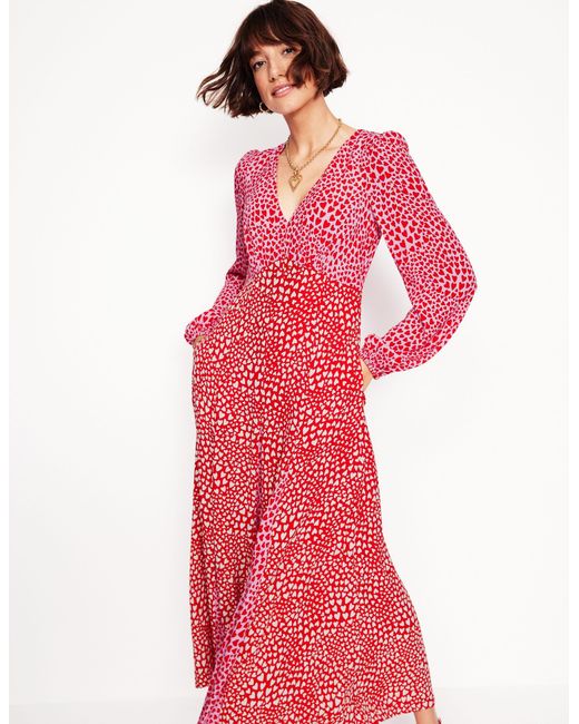 Robe Style 40S À Lisa Et Manches Longues- Motif Heart Cluster Boden en coloris Pink
