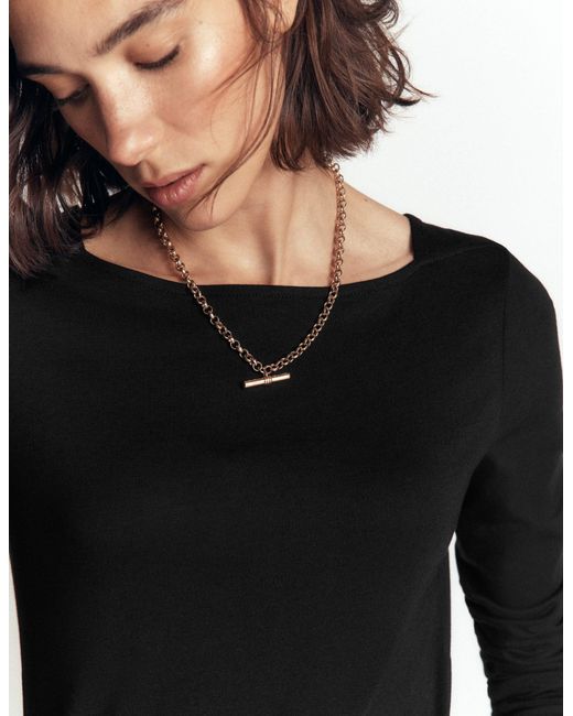 Boden Black Square Neck Long Sleeve