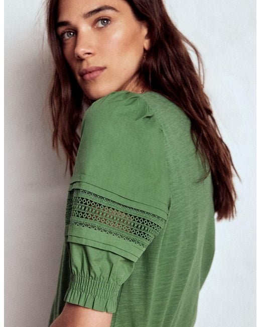 Boden Green Lottie Puff Sleeve Top
