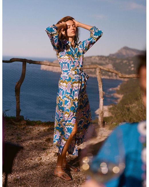 Boden Clara Cotton Shirt Dress in Blue