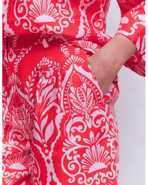 Boden Red Kensington Linen Shorts