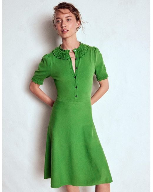Boden Green Melina Ruffle Knitted Dress