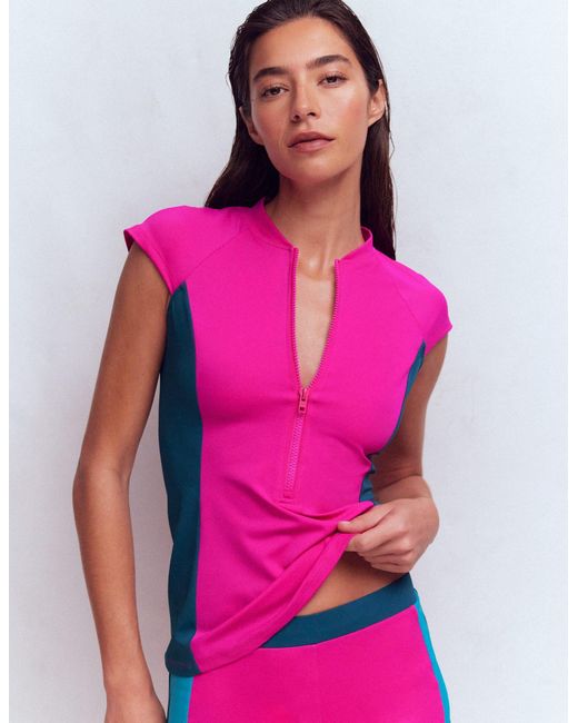 Boden Pink Short Sleeve Rash Guard Top