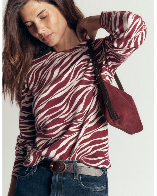 Boden Red Camilla Cotton Crew Sweater