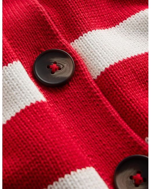 Boden Red Lucy Relaxed Cotton Cardigan