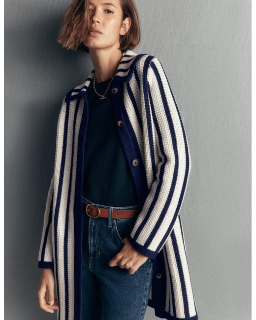 Boden Blue Longline Knitted Coatigan