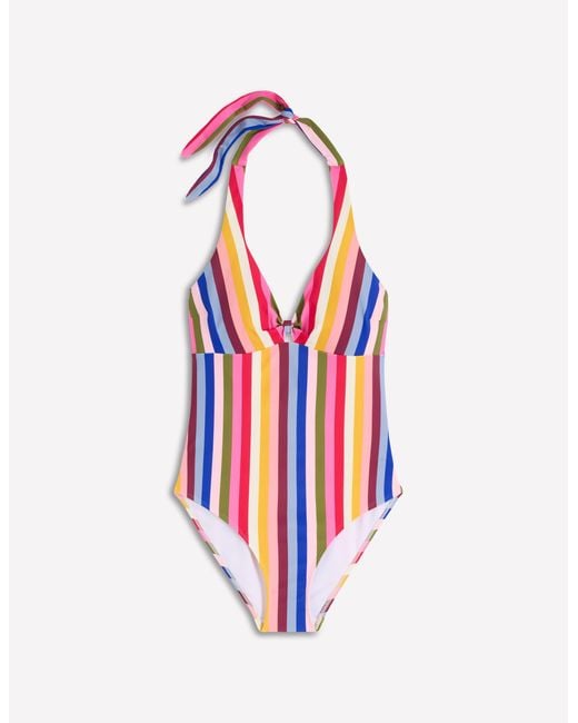 Boden Orange Bow Halter Swimsuit
